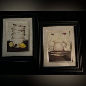 Framed Still Life Art with fruit and kitchen designs.